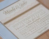 Vintage Wedding Invitation, Shabby Chic, Rustic Vintage Elegance, Lace Invitation, Fairytale, Whimsical invitation