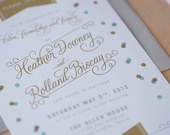 Modern Wedding Invitation, Vintage Modern, Confetti invitation, Jubilee invitation, - Confetti and flags