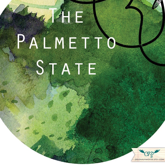 Calligraphic State. South Carolina 8 1/2 x 11 Print