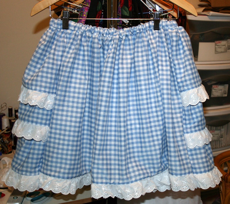 Blue and White Gingham Lolita Skirt
