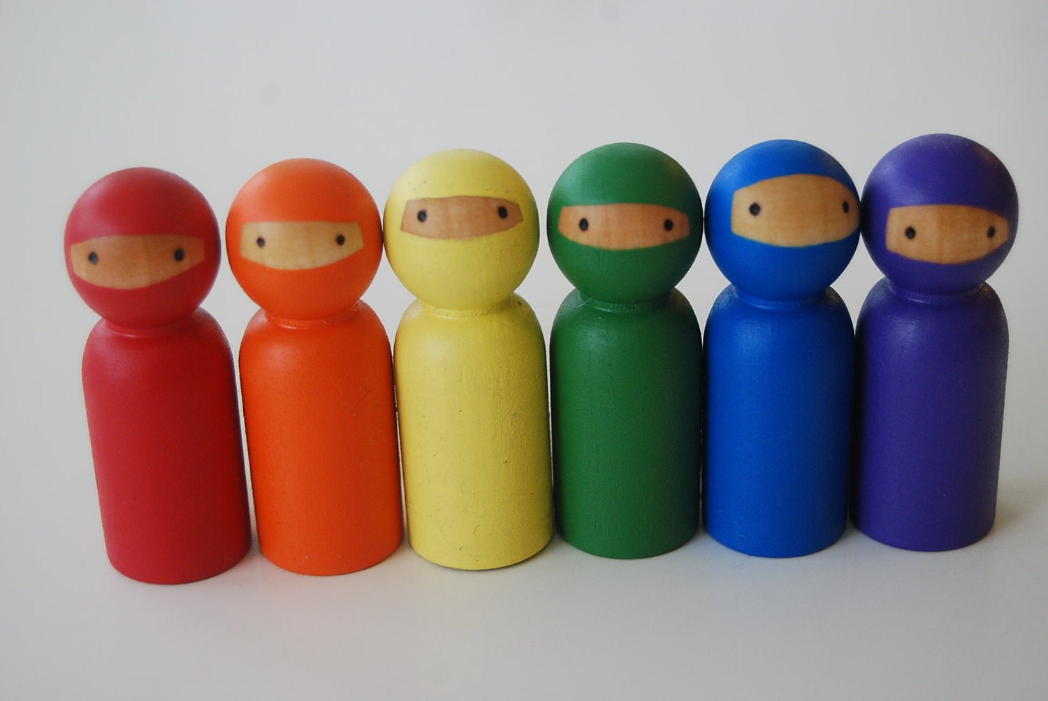 Wooden Ninja Toy People - Rainbow