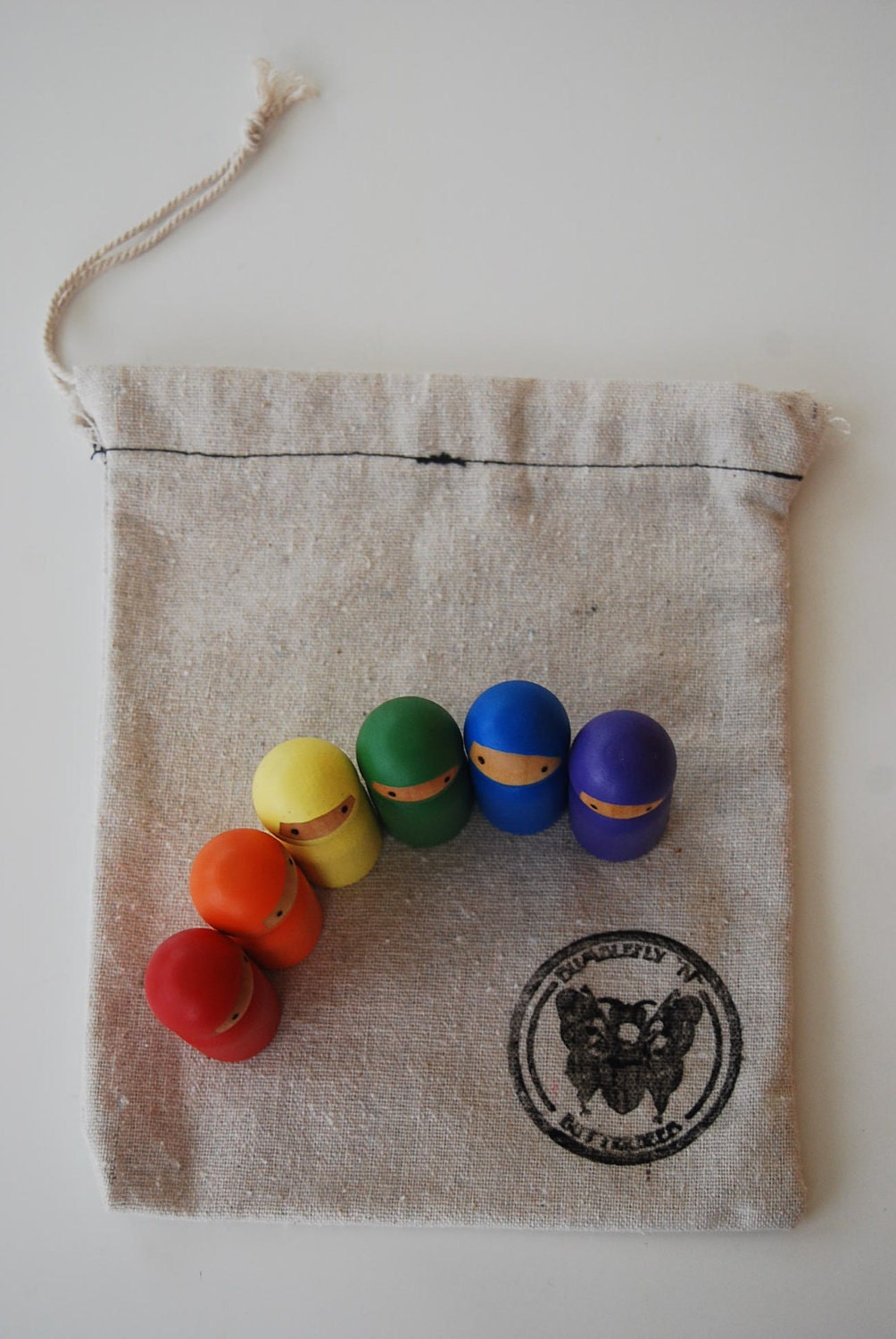 Wooden Ninja Toy People - Rainbow