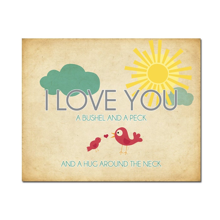 8x10 I Love You a Bushel and a Peck - Digital Art Printable (.JPG 300DPI to Print On Your Own) - Instant Download