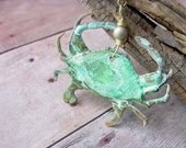 Nautical Crab Ocean Life Sea Marine Verdigris Patina pendant Necklace - The Crusty Crab