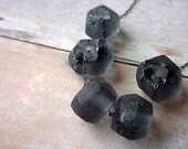 Recycled Glass Smoky Grey Gray Beads Beach Glass Necklace Gunmetal Chain Gift For Her Under 50
