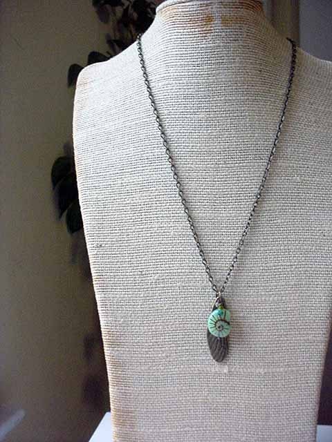 Insect Wing Entomology Pendant with Czech Glass Pale Mint Green Opal Snail Shell Gift for Her