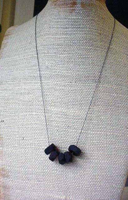 Recycled Glass Bottle Brown Beads Beach Glass Necklace Gunmetal Chain Gift Box