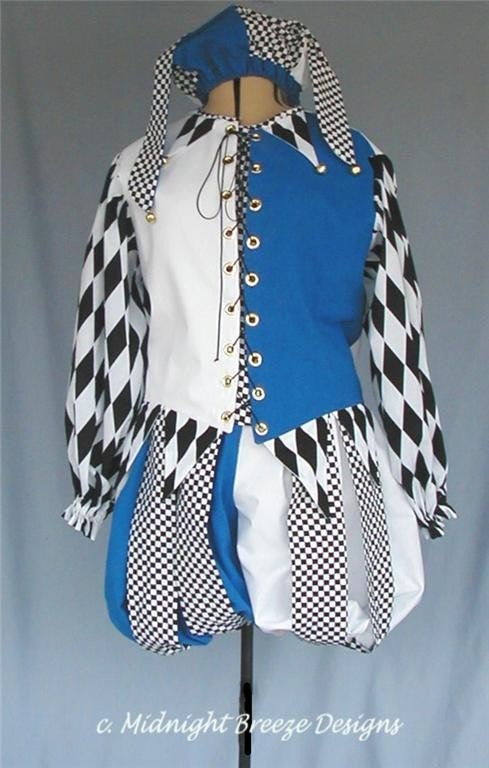 MADE TO ORDER Renaissance Jester Foole Costume - Men or Ladies - your size, color choice