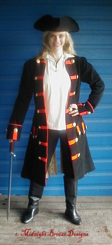 MADE TO ORDER Mens or Womens Renaissance Pirate Frock Coat Costume, Choice of Colors and Fabrics