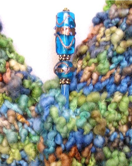 BLUE SHAWL PIN / HAIR STICK - WITH BRILLIANT BLUE AND GOLD BEAD TOP