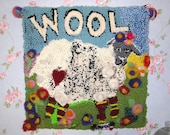 Wall Art - WOOL - Hooked Yarn and Various Forms of Wool, Collage