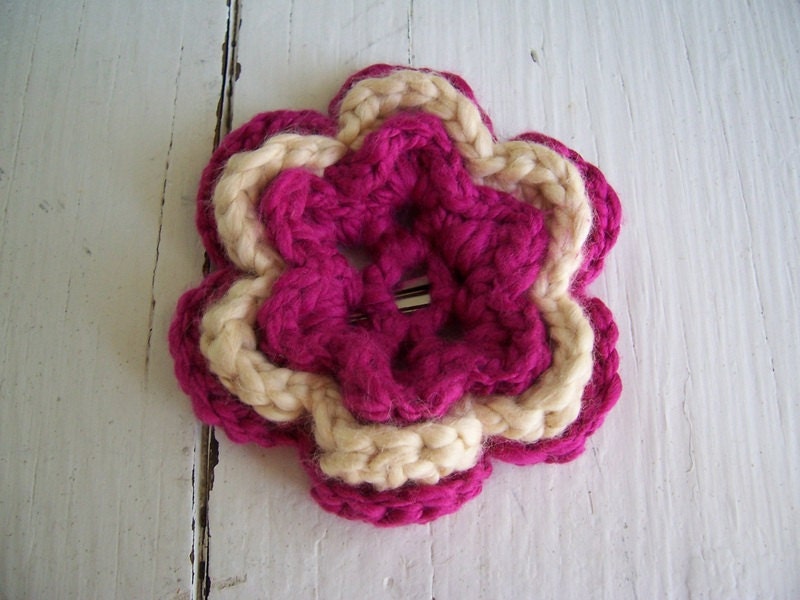 Bohemian Blossoms...Organic Cotton Crochet Flower Barrette