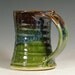 Coffee mug ceramic, beer tankard stein cup, glazed in green brown, handmade stoneware by hughes pottery