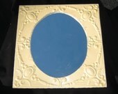 TIN CEILING  Metal Mirror 22.5"x22.5" Square  Yellow Shabby Recycled CHIC S 488