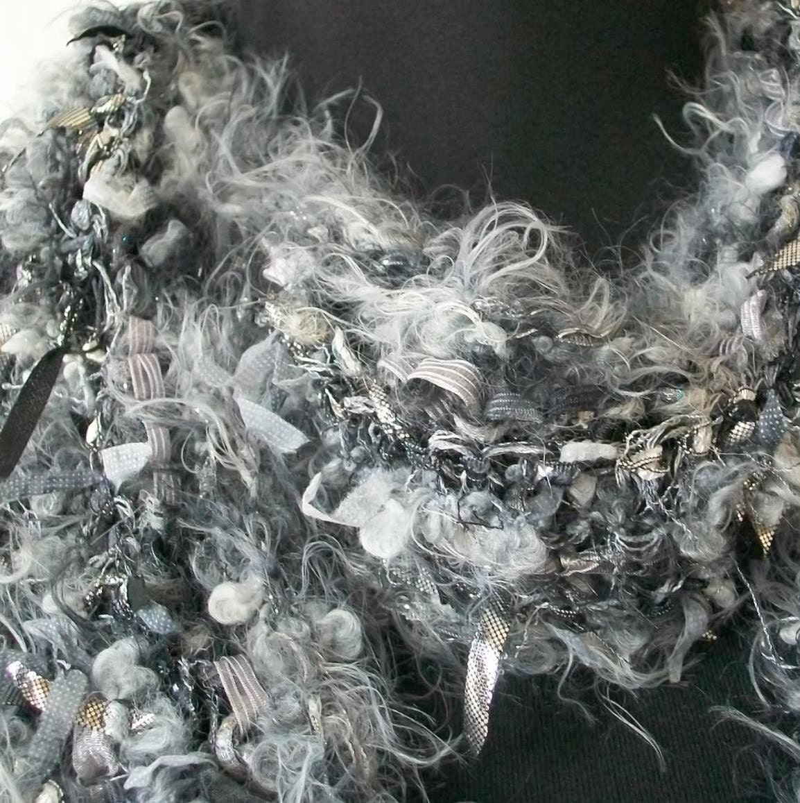SALE Hand Knit Scarf Wrap in Silver Gray