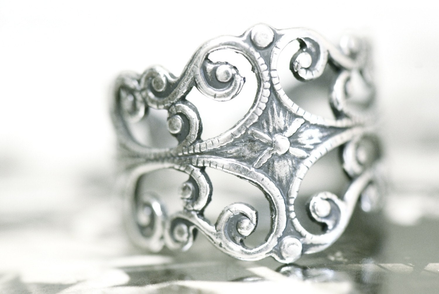 Arwen Ring - Made in USA Sterling Silver Plated Brass Filigree