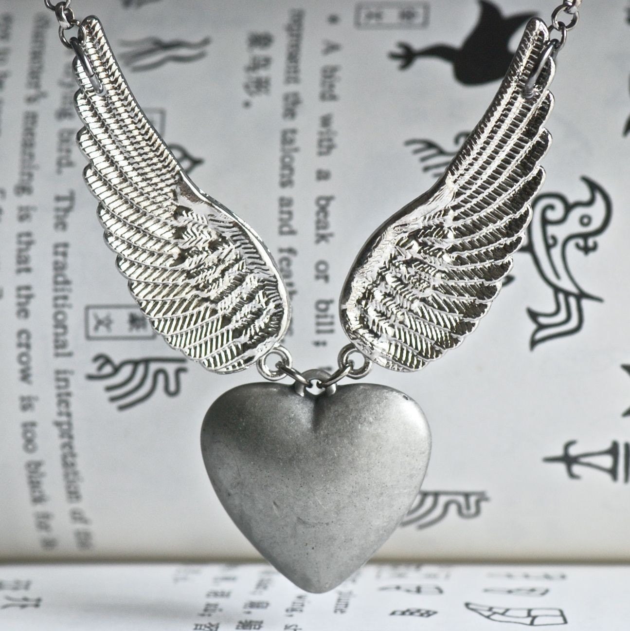Immaculate Necklace - Steampunk Sacred Heart Angel Wings