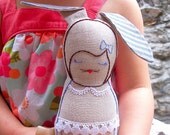 Emilie - Linen rabbit - soft plush toy - Made to order-FREE WORLDWIDE SHIPPING
