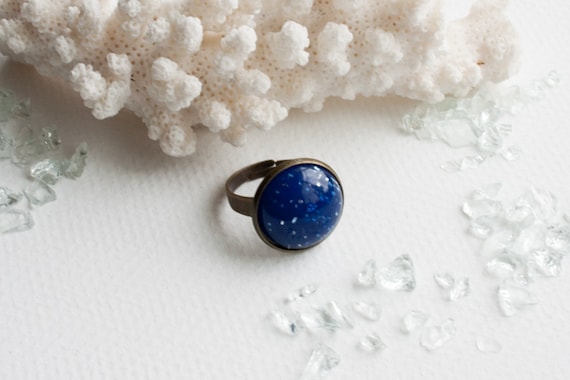 Meander the Night Sky - vintage cabochon ring