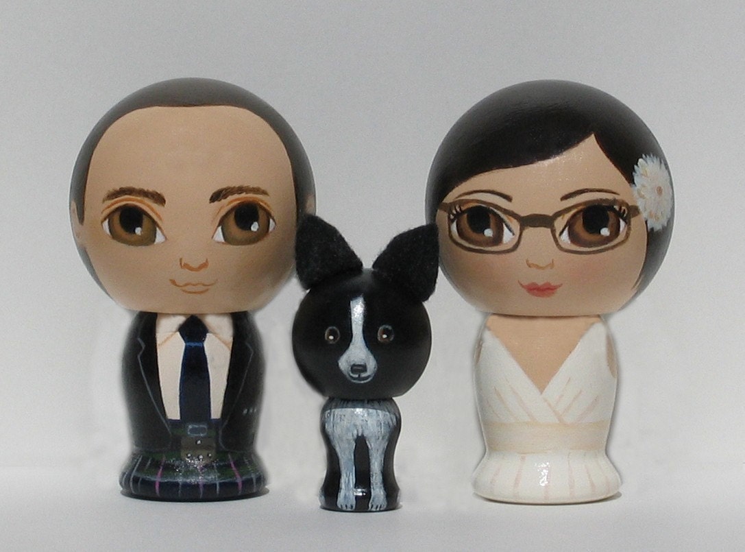 Custom Wedding Cake Toppers with Pet Hand Painted