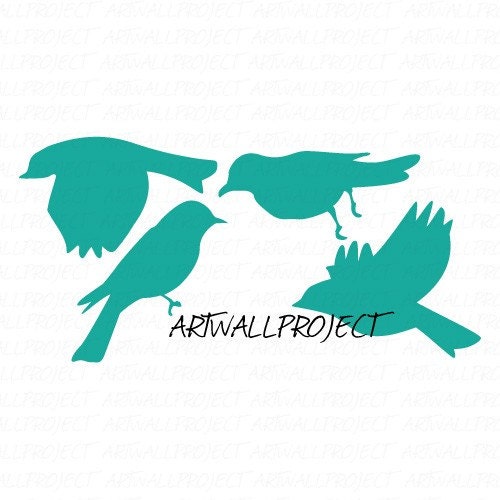Wall Art Vinyl Decal Sticker Home Kids  - BIRDS from Leafy Birch Tree