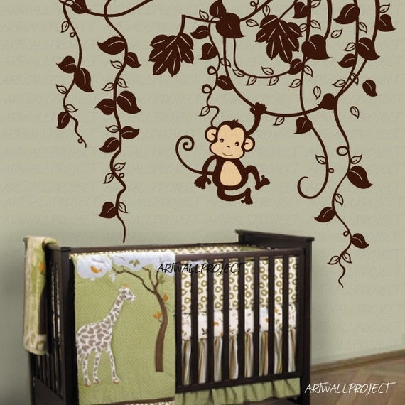 Removable Vinyl Wall Decal - Monkey in Jungle B type with one monkey