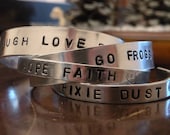 Hand Stamped Metal 3/8 inch Custom Cuff Bracelet