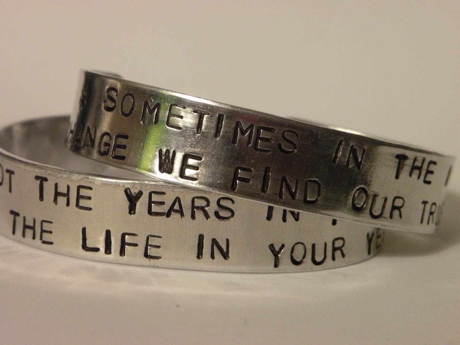 Handstamped Life and Direction Cuff Bracelets