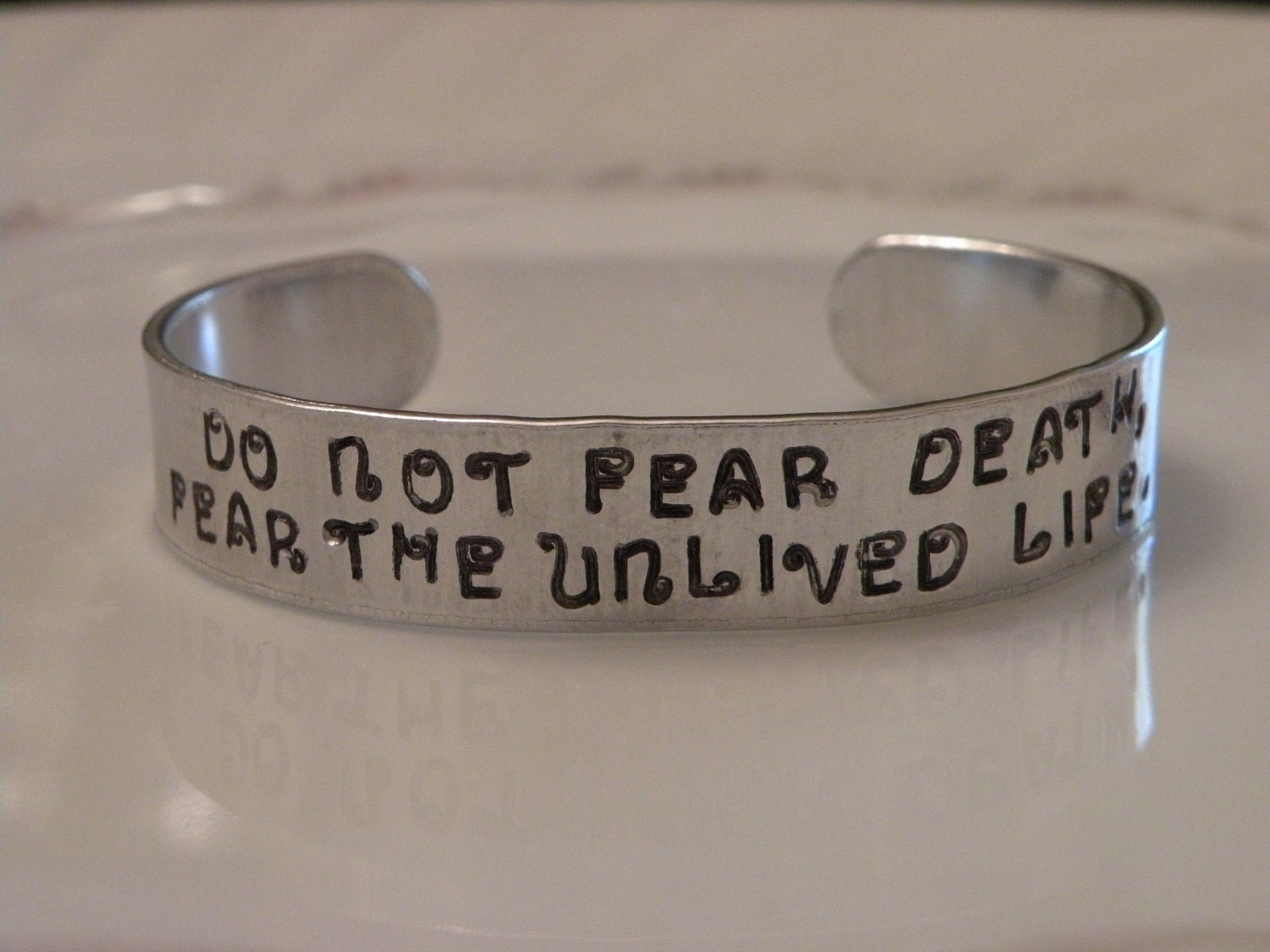 Life and Death Handstamped Cuff Bracelet