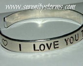 Love You to the Moon Stamped Cuff Custom Silver Metal Bracelet