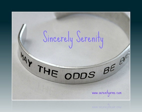 The Hunger Games May the Odds Custom Silver Metal Cuff Bracelet