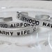 Military Families Support Troops Soldier Marines Air Force Army Navy Custom Hand Stamped Silver Metal Cuff Bracelet