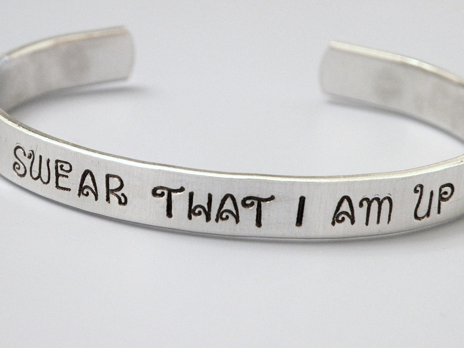 Stamped Harry Potter Solemnly Swear No Good Custom Silver Metal Thin Cuff Bracelet