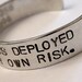 Stamped Warning Military Wife Deployed Husband Custom Silver Metal Cuff Bracelet