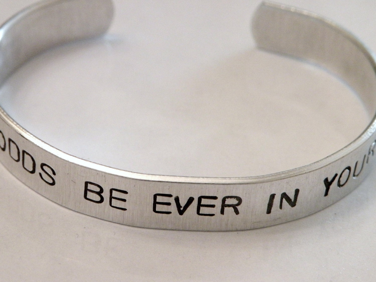 The Hunger Games May the Odds Custom Silver Metal Cuff Bracelet