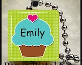 Custom Name Cupcake  Scrabble Tile Pendant Free Ball Chain