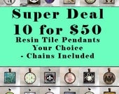 10 for 50  Resin Pendants Super Deal - includes chains