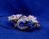 Night Sky Nautilus Necklace - Handmade Polymer Clay Jewelry