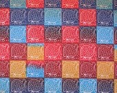 Zimbabwean hand printed and hand dyed batik - fat quarter of small bright Guinea Fowl