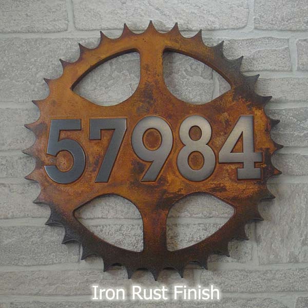 Sprocket Address Plaque Home Numbers for the bike lover 14" diameter totally custom for you by Atlas Signs and Plaques