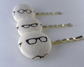 Retro Yellow Glasses Frames Fabric Covered Hair Bobby Pins