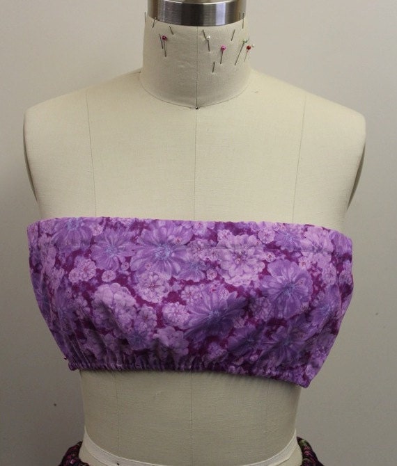 Purple Floral Bandeau Top - Size 34 Bust