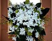 READY to Ship - Royal Wedding Inspired Stephanotis Cascade Wedding Bouquet White & Emerald Green Winter Spring Wedding