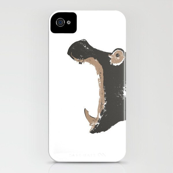 Hippo on iPhone Case - ( 4S, 4, 5) animal hippopotamus silhouette grey color iPhone cases unique robust iPhone 5