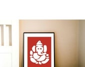 Hindu God Ganesh Fine art print - ganesh silhouette,red color,hindu god,elephant god,worship