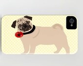 Pug Dog on iPhone Case - (4S, 4, 5) brown color pug dog silhouette robust plastic case pet lover gift pet dog iphone 5