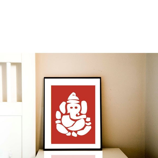 Hindu God Ganesh Fine art print - ganesh silhouette,red color,hindu god,elephant god,worship