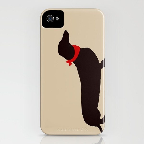Dachshund Dog on iPhone Case - (4S, 4,5) black and beige color Dachshund silhouette personalized pet lover iPhone 5