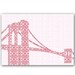 Brooklyn bridge with retro damask design - Fine art print, red, damask design, silhouette,bridge,newyork, america