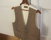 Brown Tan Check Fashion Vest - Small